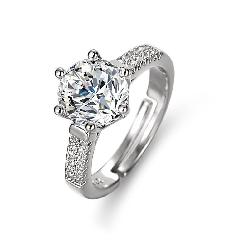 2-Carat Platinum-Plated Ring With Zircon Inlays - Image 3
